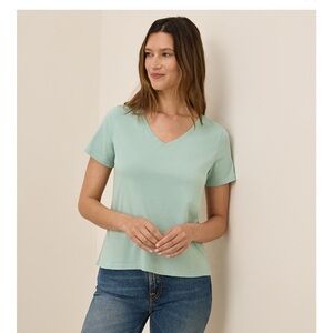 Pact Organic Cotton V-Neck Tee Agave Green Size S